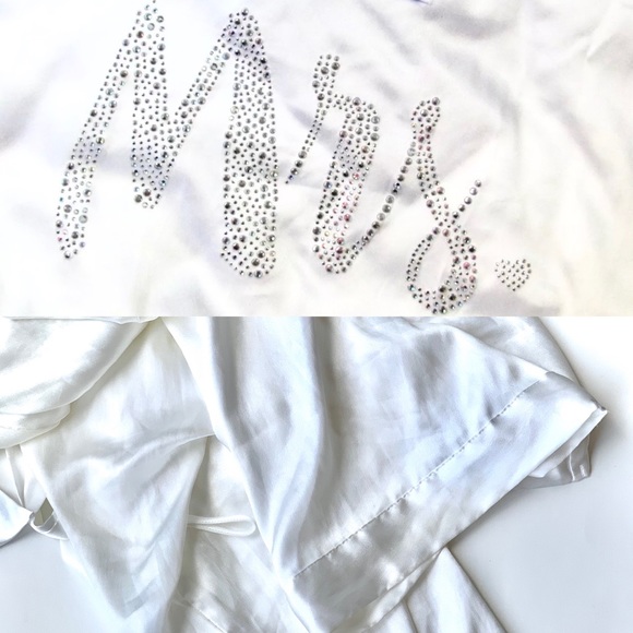 “MRS” Satin White Robe + Bride Sleep Mask - Picture 4 of 8